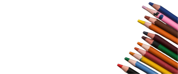 Colored pencils art supply colorful drawing tool education creative design on transparent background