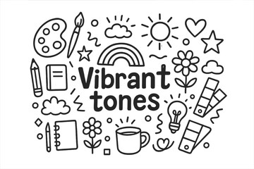 Fototapeta premium Vibrant Doodle Compilation. Vibrant tones. Hand-drawn doodle illustration of Vibrant tones. Paint palette,