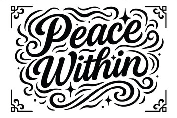 Peace Within Design. “Peace Within”. modern hand lettering, smooth curves, balanced composition, clear