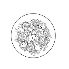 Fototapeta premium Caprese salad line art illustration