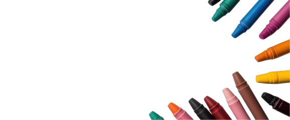 Colorful crayon border isolated on transparent background