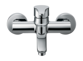 A modern chrome shower faucet with a single lever handle, perfect for contemporary