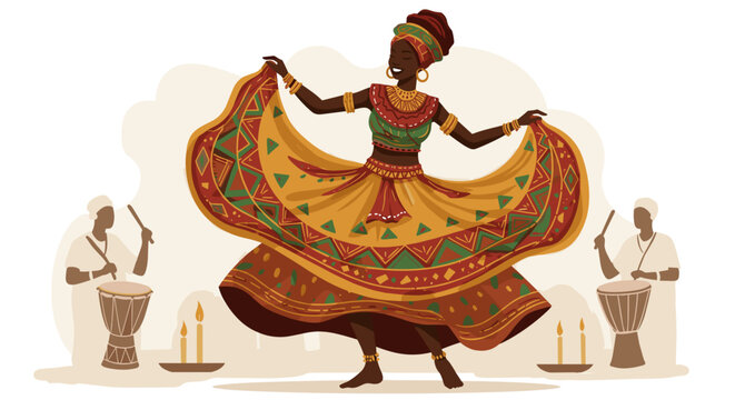 african dancer in colorful dress, drums clip art preview