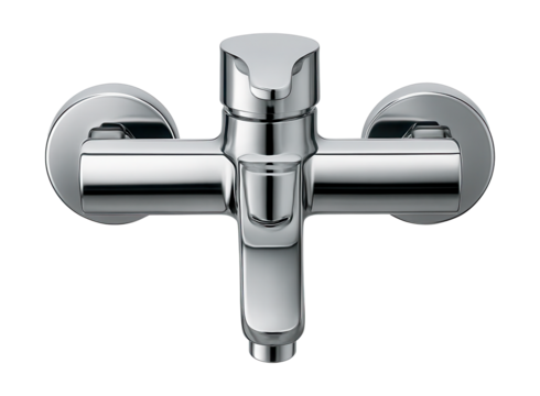 A modern chrome shower faucet with a single lever handle, perfect for contemporary