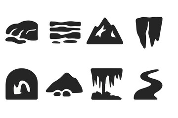 Obraz premium Glacial Icon Set. Glacial landscapes. Filled icon set of Glacial landscapes: glacier, ice field, mountain,