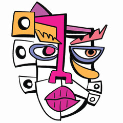 Abstract face illustration in geometric style a colorful and modern vector design perfect for posters and creative projects
