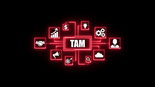 Business concept TAM Total Addressable Market strategy growth success icons network connections. Business, Technology, Internet and network concept.
