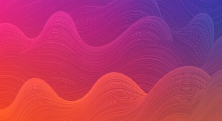 Fototapeta premium Abstract wavy lines form a gradient from orange to purple.