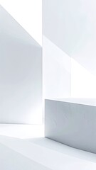 Fototapeta premium Minimalist white architectural space with geometric forms and soft lighting