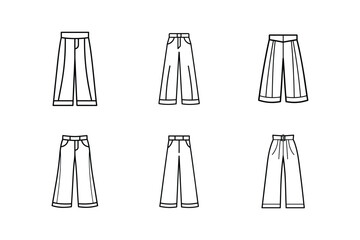 wide leg trousers icon line art vector illustration