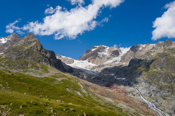 This landscape photo was taken in Europe, France, Auvergne Rhone Alpes, Haute Savoie, in summer. It...