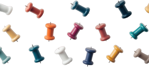 Colorful thumbtack seamless pattern on transparent background