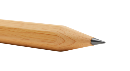 Close-up of a perfectly sharpened giant wooden pencil for drawing and writing projects isolated PNG with Transparent Background