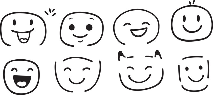A colorful vector illustration set of funny cartoon faces and heads featuring various emotional expressions, from smiling avatars to expressive boy and woman characters