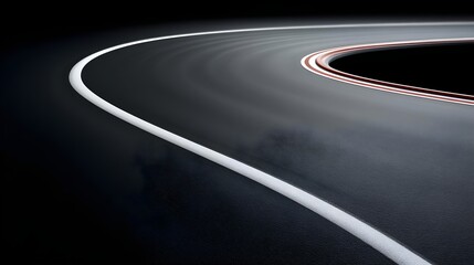 Smooth Curved Road in Dark Background with Light Trails