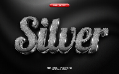 Silver Glitter 3D editable text effect