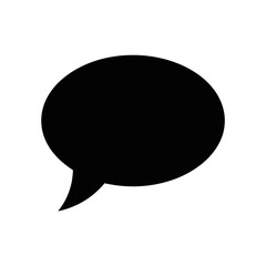 Isolated black speech bubble illustration on white background for messaging and communication