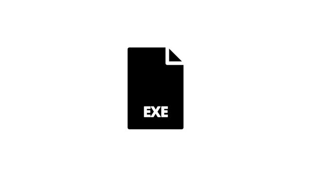 Minimalist solid-style document EXE solid icon animation with smooth motion and seamless loop.