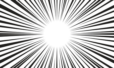 Black and white radial lines background in comic book. Manga speed frame. modern design