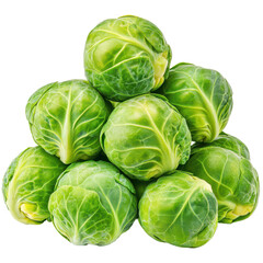 Fototapeta premium Freshly Harvested Brussels Sprouts: A close-up shot reveals a pile of vibrant, green Brussels sprouts, perfect for a healthy and delicious meal. These little cabbages are fresh and nutritious.