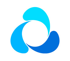Blue water drop loop cycle icon in gradient colors. Clipart image isolated on background.