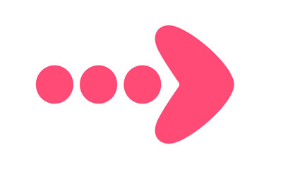 Pink heart shape arrow with bullet points in gradient design. Clipart image isolated on background.