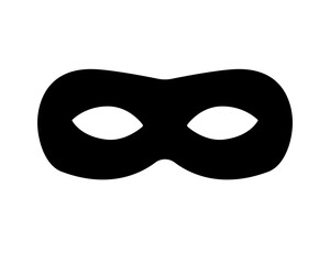 Black silhouette of eye mask for disguise or costume. Clipart image isolated on background.