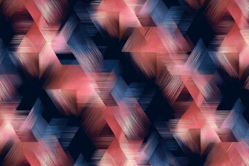 A dynamic pattern design featuring interwoven, geometric shapes in a palette of vibrant reds, pinks, and blues, creating a striking and contemporary aesthetic.