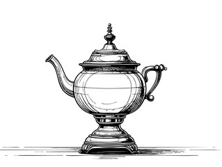 Elegant minimalist line art of a traditional teapot
