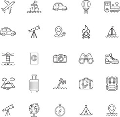 Fototapeta premium Travel Vacation and Global Exploration Line Icon Set