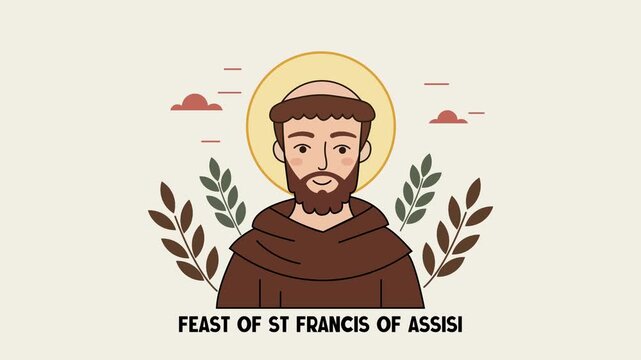 Animated Feast of Saint Francis of Assisi Portrait Illustration