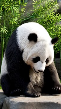 Backgrounds panda zoo cg fur 3d rendering animal realistic cgi vfx animation loop crowd dance composition mapping cartoon with alpha channel scene 1 distortion, overlay, glitch, static noise, scan