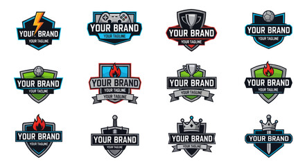 Collection of brand logos with various design elements and text.