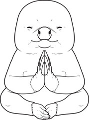 Mole Yoga Fitness Meditation Animal Vector Graphic Art Illustration