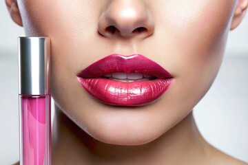 Shiny lips with gloss