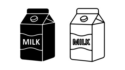 Milk carton icons with transparent background