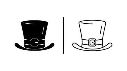 Top hats with black and white variations with transparent background