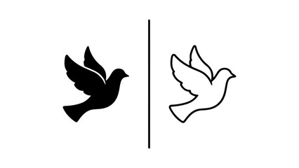 Flying dove icons with transparent background