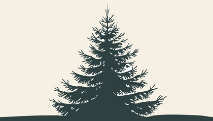 Vector illustration of a green Christmas tree with snow, featuring a pine or fir branch for winter holiday decoration and celebration