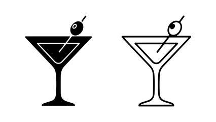 Martini glass with olive with transparent background