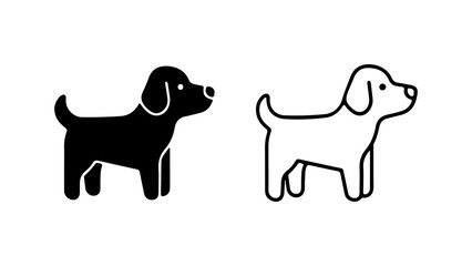 Fototapeta premium Dog icons with outline and solid fill with transparent background