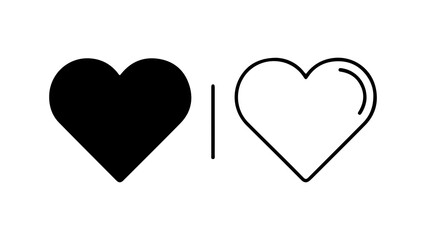 Two hearts with line separating with transparent background