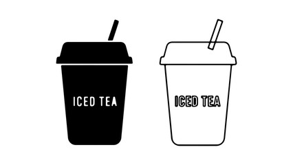 Iced tea cups with straws with transparent background