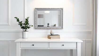 Elegant Hallway Console Table with Mirror and Decorative Accents