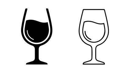 Wine glasses with and without liquid with transparent background