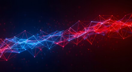 Red and blue abstract particle line waves — digital futuristic energy and modern motion technology design