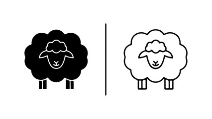 Sheep icon set with outline and solid fill