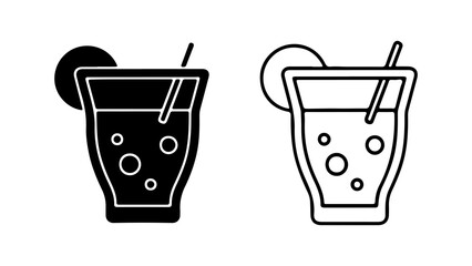 Cocktail glass with lime and straw with transparent background