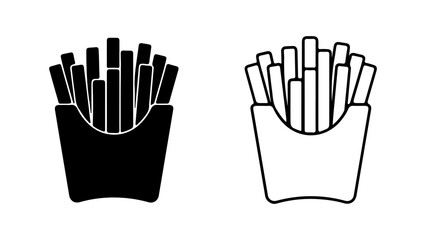 French fries in paper container with transparent background