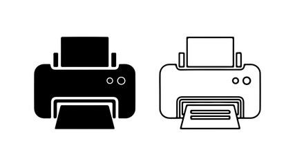 Printer icons with outline and solid fill with transparent background